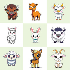 Obraz premium Farm Animals Vector Set – Colorful & Detailed Illustrations