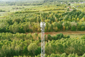 Cellular network tower with countryside view