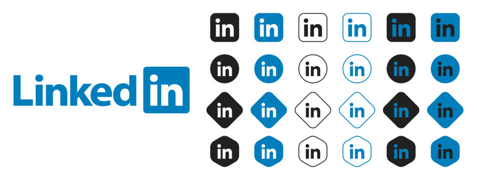 linkedin logo icons set. linkedin logo transparent png. linkedin icon vector.