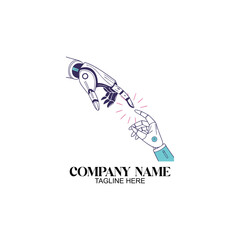 Handshake of innovation: A sleek illustration captures the moment of connection between human and robotic hands.