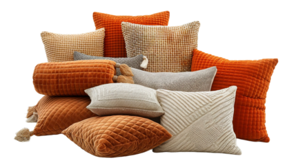 Warm Cozy Cushion Setup on the Transparent Background
