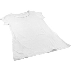 A plain white t-shirt laid flat, showcasing its simple design and casual style.