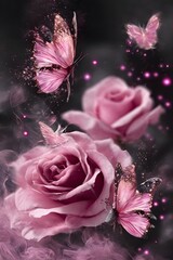 Dreamy butterfly and rose patterns