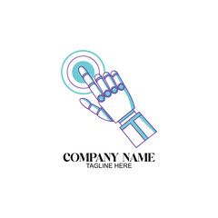 Digital Interaction Concept: A sleek, stylized illustration of a robotic hand interacting with a digital touch interface, set against a minimalistic backdrop, symbolizing technological advancement.
