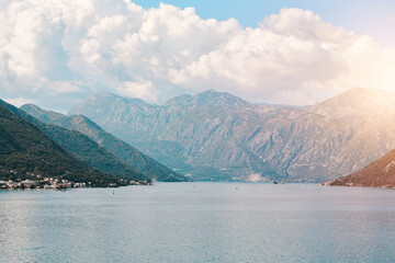 Montenegro coast with mountains and architecture