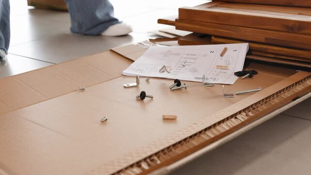 Furniture Assembly with Nuts and Bolts in Motion