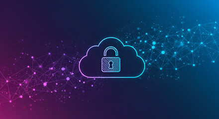 Secure cloud technology abstract background depicting data privacy and protection