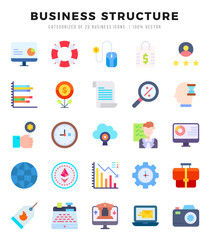 Set of Business Structure Icons. Simple Flat art style icons pack. Vector illustration.