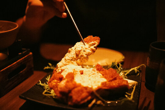 Japanese fried chicken thigh (Nanban chicken) in Izakaya