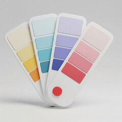 A collection of pastel color palette swatches in 3d style representing design and creative choices