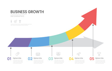 Infographics timeline arrow template business growth 5 steps to success template.