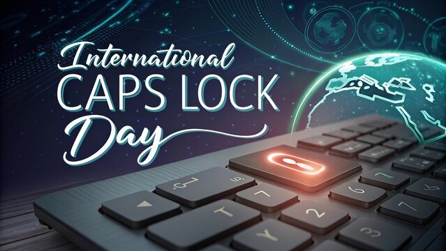 International Caps Lock Day, Mechanical keyboard button emphasized to celebrate typing awareness event.