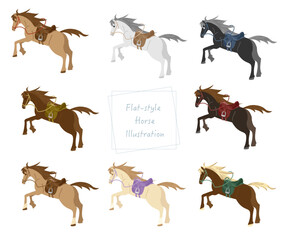 馬のベクターイラスト集 / Flat-style Horse Illustration Set