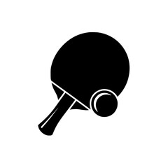 Silhouette of table tennis paddle and ball