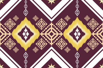 Geometric ethnic traditional art pattern.ikat embroidery style.Design for background,wallpaper,clothing,wrapping,fabric,element.