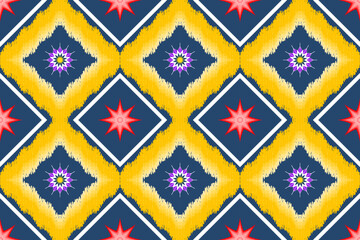 Geometric ethnic traditional art pattern.ikat embroidery style.Design for background,wallpaper,clothing,wrapping,fabric,element.