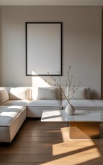 Modern sectional sofa in a minimalist living room
