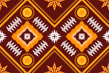 Geometric ethnic traditional art pattern.ikat embroidery style.Design for background,wallpaper,clothing,wrapping,fabric,element.