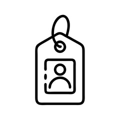 ID Badge Icon with Person Symbol – Outline Identification Tag Vector Illustration