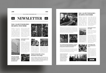 Corporate Black And White Business Newsletter Layout Template