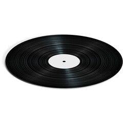 A classic black vinyl record with a blank center label, used for music playback.