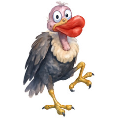Obraz premium Colorful cartoon vulture with exaggerated features and vibrant colors