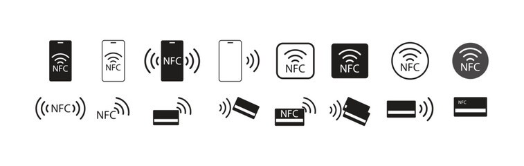 NFC icon . NFC payment with mobile phone, vector illustration