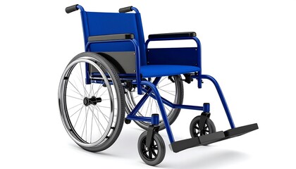 Fototapeta premium Blue wheelchair on white background.