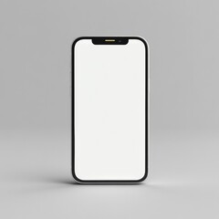 Modern smartphone with blank white screen on gray background for display mockup
