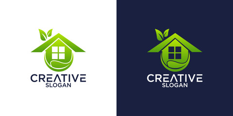 house leaf logo vector design