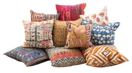 Exotic Patterned Cushion Collection on the Transparent Background