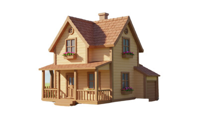 wooden house isolated on white background