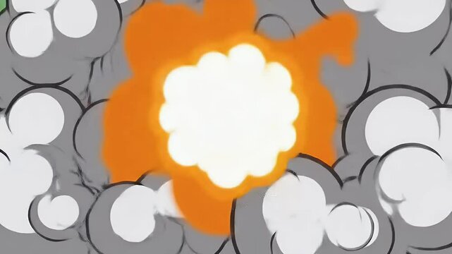 Cartoon bomb exploding on green screen