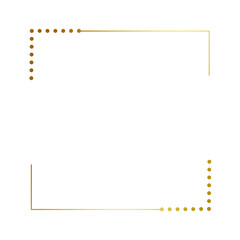 Gold gradient thin line with dotted square frame element..