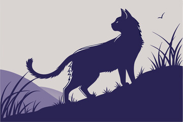 A silhouette cat pet animal detailed graphic