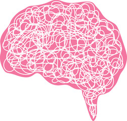  Pink Brain with Tangled White Lines Inside