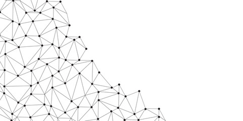 Technology abstract white digital background of connected dot with black line .many squares and rectangle shapes .Internet connection network high digital technology with connecting points and