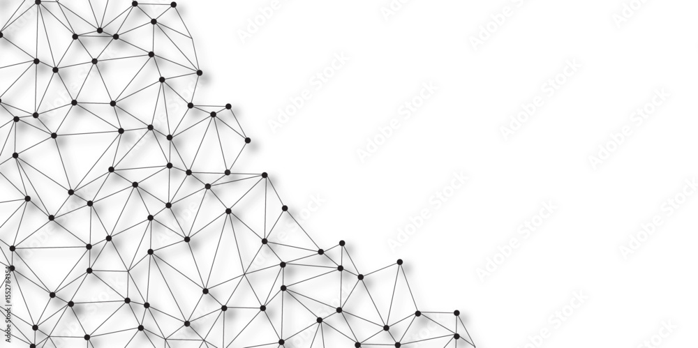 Wall mural technology abstract white digital background of connected dot with black line .many squares and rect