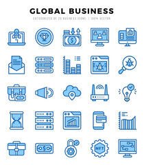 Simple Set of Global Business Related Vector Two Color Icons.