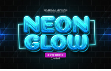 Blue Neon Glow Text Effects for Posters, Logos, and T-Shirt Templates