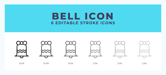 Bell icon illustration vector with editable stroke.