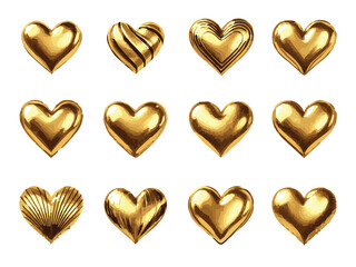 set of golden hearts