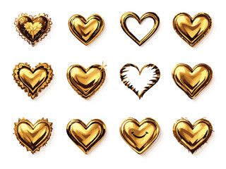 set of golden hearts