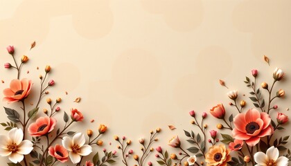 an elegantly designed floral border in a warm beige background