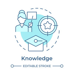 Knowledge soft blue concept icon. Acquire information, tools and training. ADKAR model. Business development strategy. Round shape line illustration. Abstract idea. Graphic design. Easy to use
