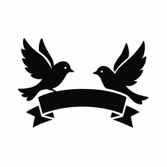Elegant dove and pigeon silhouette vector illustration captures the peaceful bird's flying symbol in nature