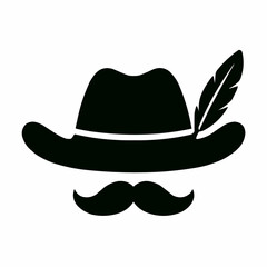 Vintage vector illustration of a cartoon cowboy with a mustache wearing a retro western hat, a classic emblem of rodeo fashion and Mexican style