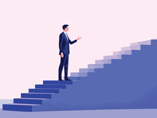 businessman standing on stairs