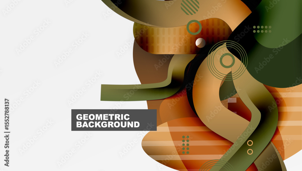 Aufkleber Abstract geometric design. Overlapping shapes, lines create dynamic composition. Warm, muted color palette dominates visual space.