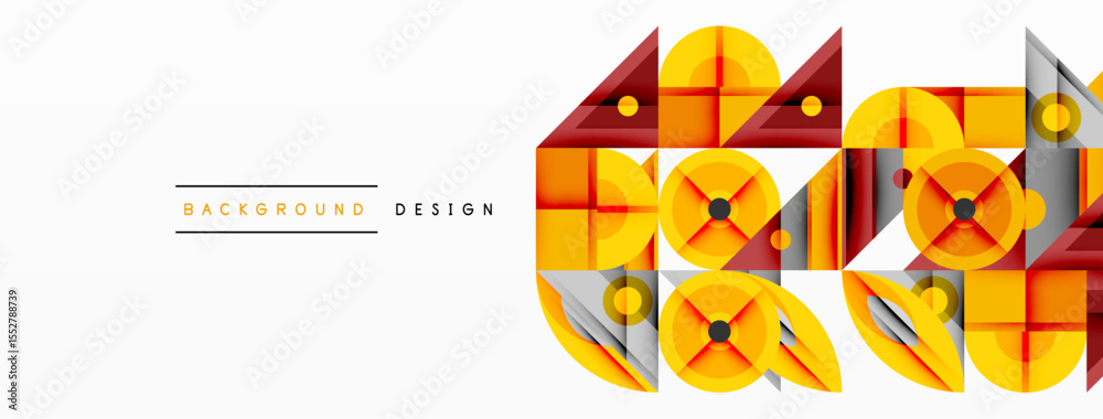 Aufkleber Abstract geometric pattern. Orange, yellow shapes overlap creating modern design. Minimalist style with clean lines, vibrant colors.
